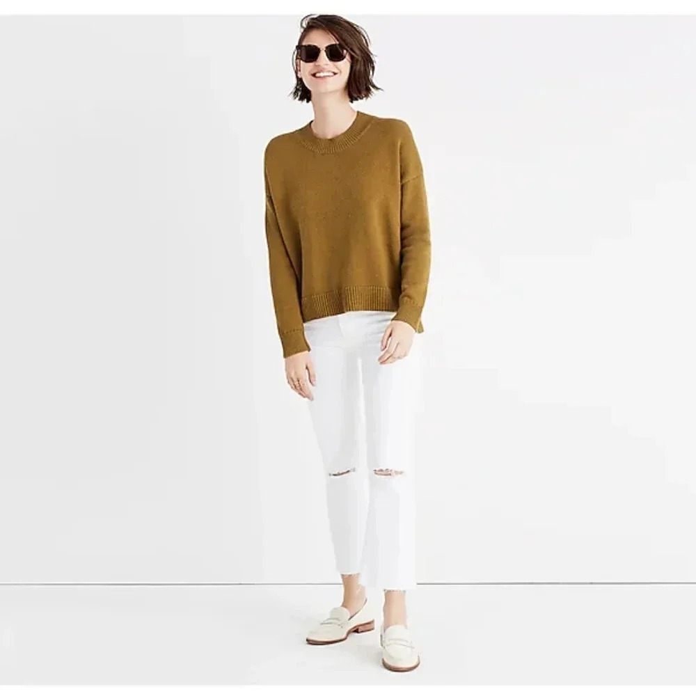 Madewell Brownstone Side-Button Sweater, Color Distant Olive Size XXS